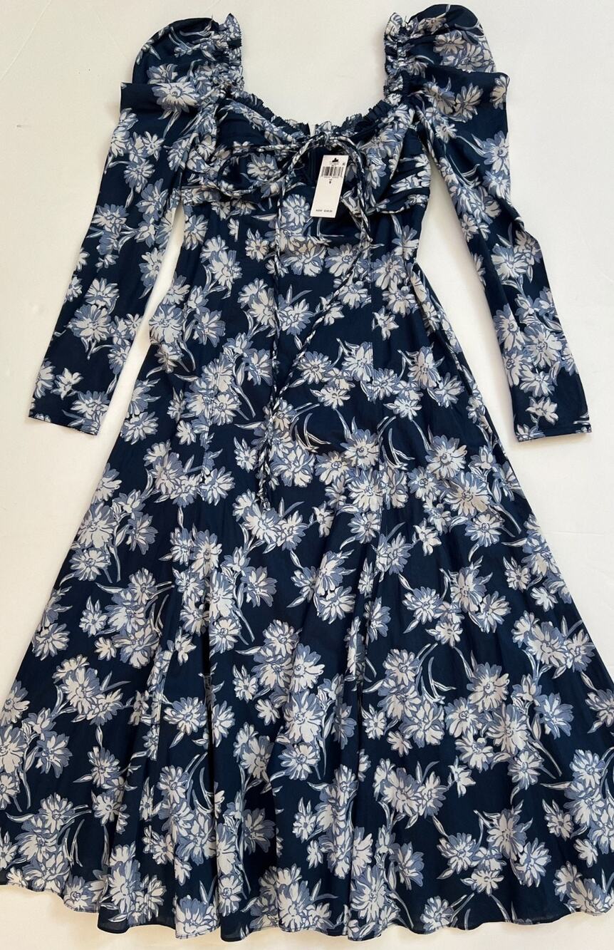 Polo Ralph Lauren Bloom Gathered Floral Cotton Cocktail Midi Dress Sz 6 $598 - Picture 1 of 16